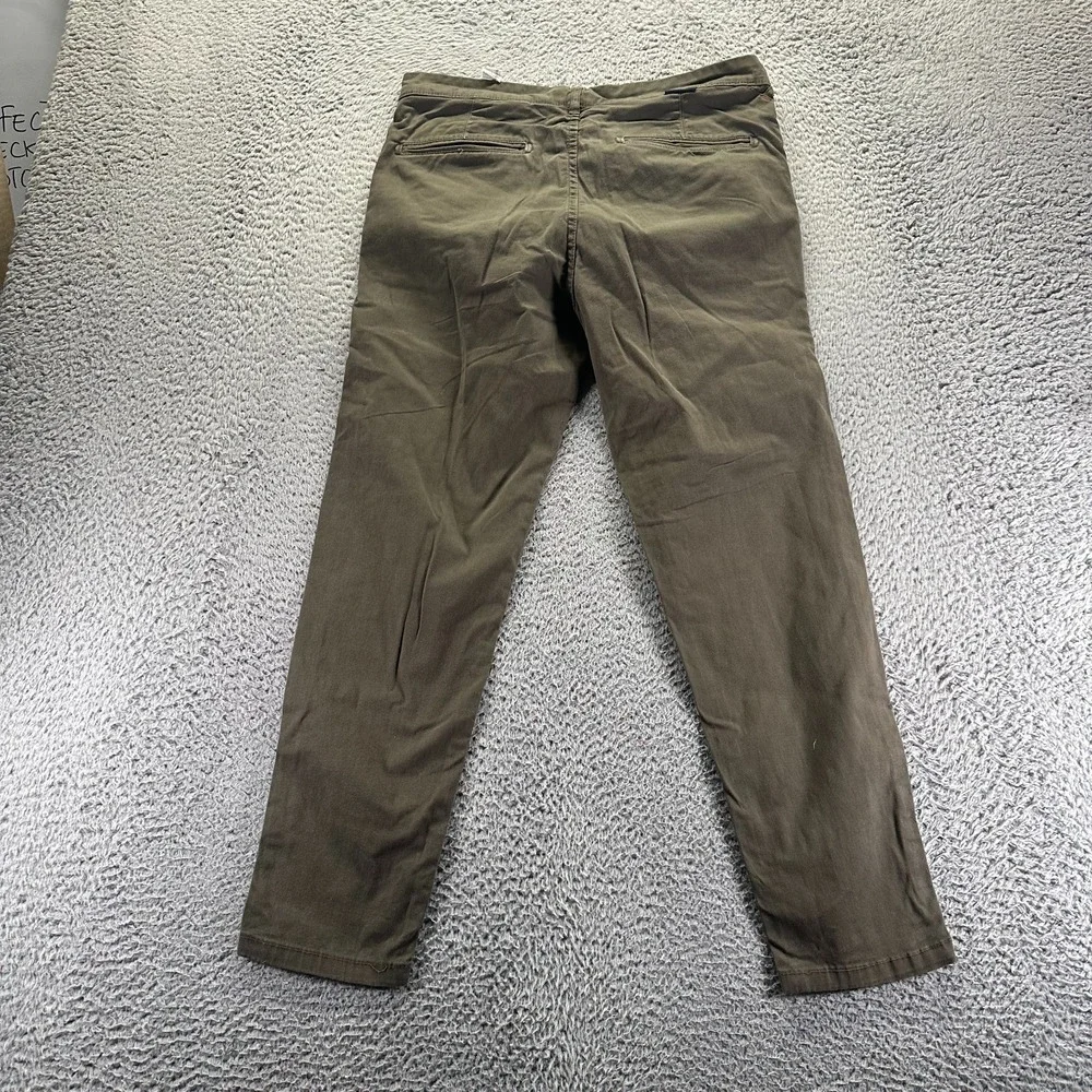 Zara Pant Mens 33x28 Green Cotton Chino Straight Business Career Preppy Stretch